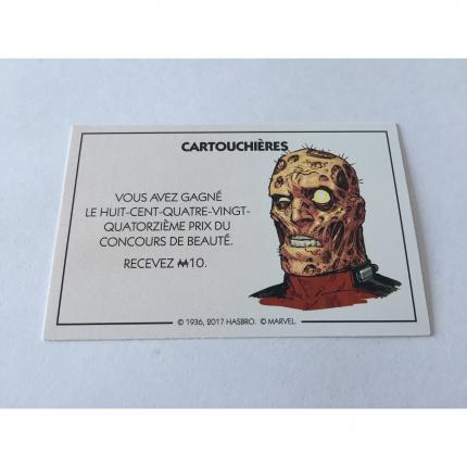 CARTE CARTOUCHIÈRES VOUS AVEZ GAGNE PIÈCE DÉTACHÉE MONOPOLY DEADPOOL MARVEL