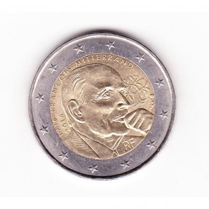 Pièce de monnaie 2 euros commémorative François Mitterrand 1916-2016