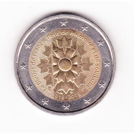 Pièce de monnaie 2 euros commémorative collection Le bleuet de France 1918-2018