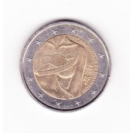 Pièce monnaie 2 euros commémorative 25e anniversaire du ruban rouge 1992-2017