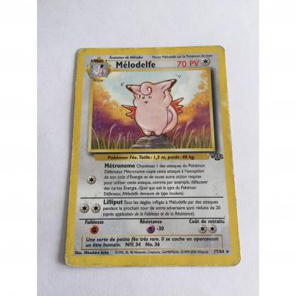 17/64 - Carte pokémon Mélodelfe 17/64 rare Jungle wizards 1995 moyennement usée