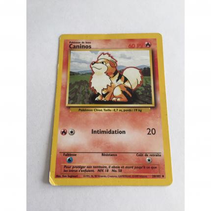 28/102 - Carte pokémon caninos 28/102 peu commune set de base wizards 1995 carte cornée