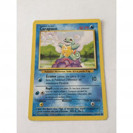 63/102 - Carte pokémon carapuce 63/102 commune set de base wizards 1995