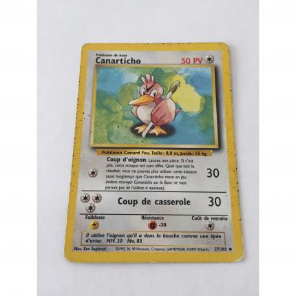 27/102 - Carte pokémon Canarticho 27/102 peu commune set de base wizards 1995 état moyen