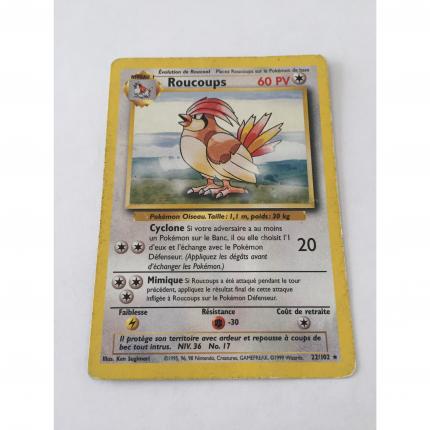 22/102 - Carte pokémon Roucoups 22/102 rare set de base wizards 1995 peu usée