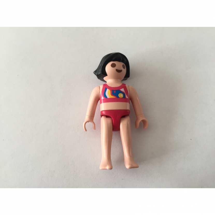 PERSONNAGE FIGURINE FILLE BRUNE MAILLOT DE BAIN PIÈCE PLAYMOBIL