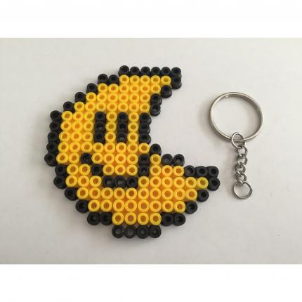 LUNE SMILEY JAUNE SUPER MARIO SNES PORTE CLE PERLE HAMA DECORATION PIXEL ART