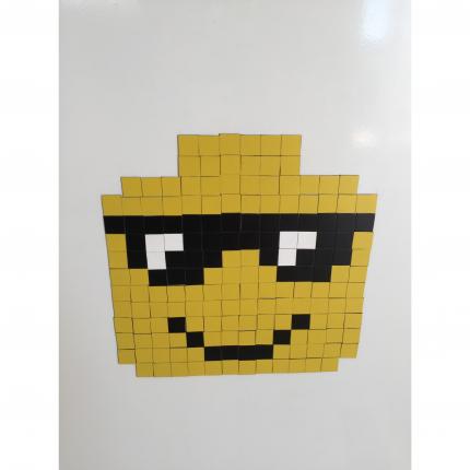 PIXEL ART AIMANT REFRIGERATEUR FRIGO SMILEY TETE LEGO JAUNE LUNETTE DE SOLEIL