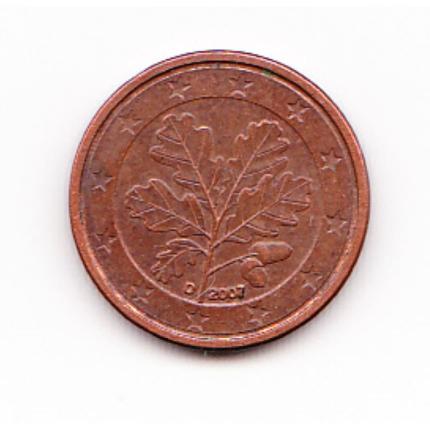 Pièce de monnaie 1 cent centime euro Allemagne 2007