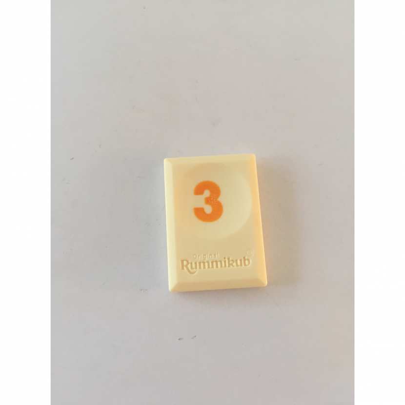 Tuile chiffre 3 trois orange Rummikub Le rami des chiffres jeu voyage