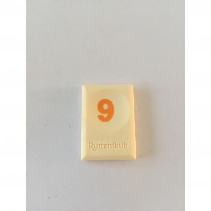 Tuile chiffre 9 neuf orange pièce Rummikub Le rami des chiffres jeu de voyage