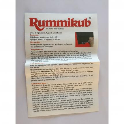 Notice de jeu pièce détachée Rummikub Le rami des chiffres jeu de voyage