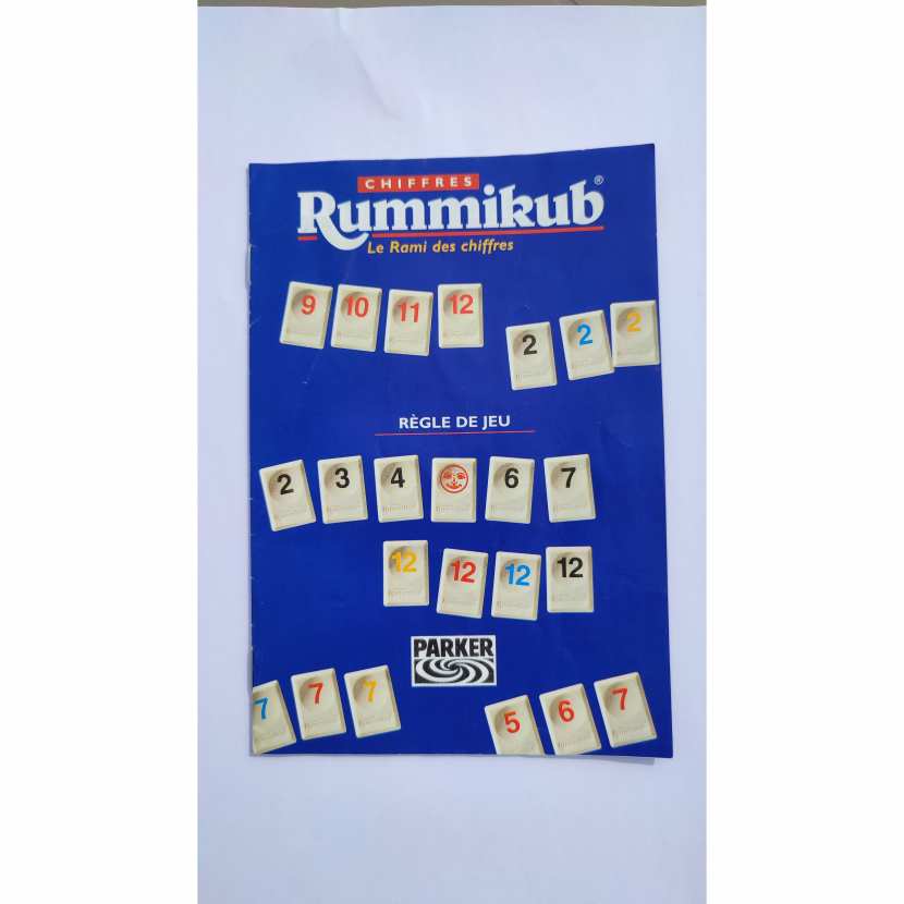 Notice règle pièce détachée Rummikub Le rami des chiffres 1996 hasbro