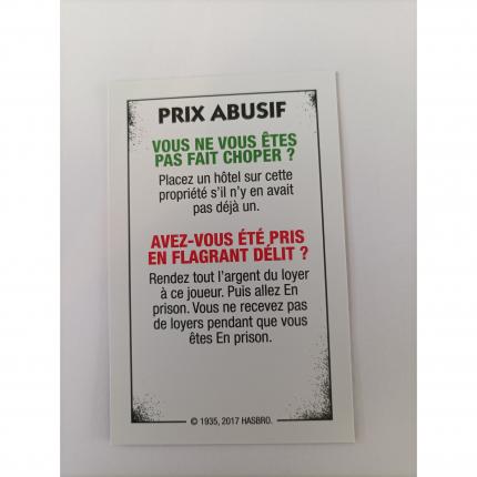 Carte prix abusif pièce détachée Monopoly édition tricheurs Hasbro gaming #A28