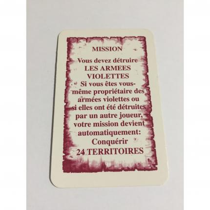 Carte mission détruire les armées violettes pièce détachée jeu de société Risk la conquête du monde Parker #A54
