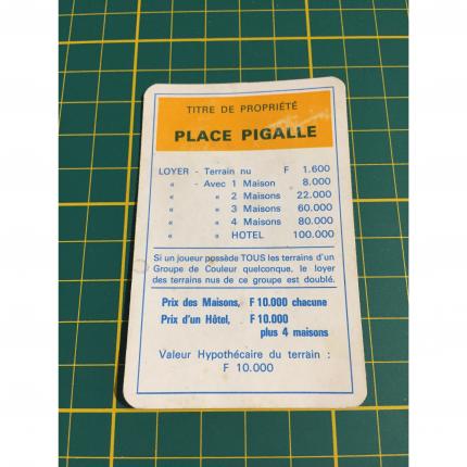 Carte Place Pigalle pièce détachée Monopoly Miro Parker company #A63