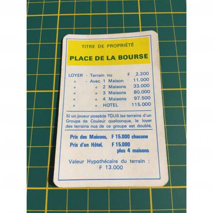 Carte Place de la bourse pièce détachée Monopoly Miro Parker company #A63