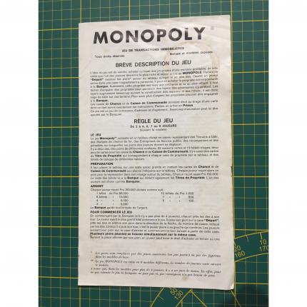 Notice explication du jeu pièce détachée Monopoly Miro Parker company #A63