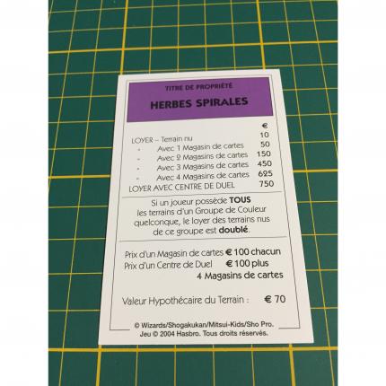 Carte Herbes spirales pièce détachée Monopoly Duel Masters Hasbro Parker Wizards #A64