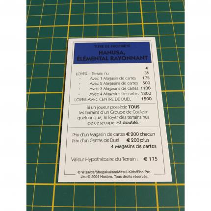 Carte Hanusa élémental rayonnant pièce détachée Monopoly Duel Masters Hasbro Parker Wizards #A64