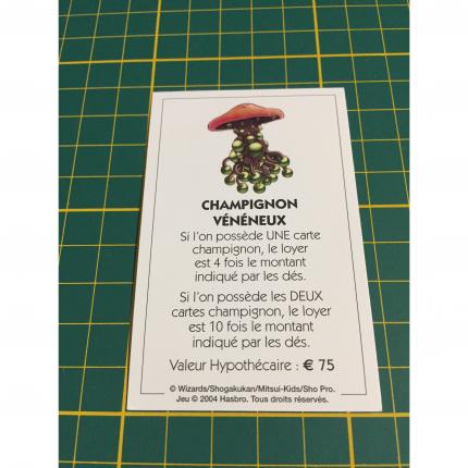 Carte Champignon vénéneux pièce détachée Monopoly Duel Masters Hasbro Parker Wizards #A64