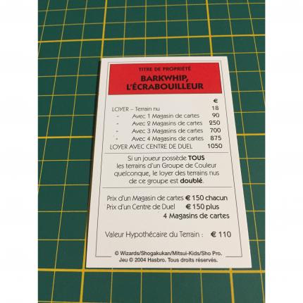 Carte Barkwhip l écrabouilleur pièce détachée Monopoly Duel Masters Hasbro Parker Wizards #A64