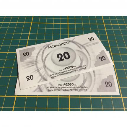 Lot x2 billet de 20 pièce détachée Monopoly Duel Masters Hasbro Parker Wizards #A64