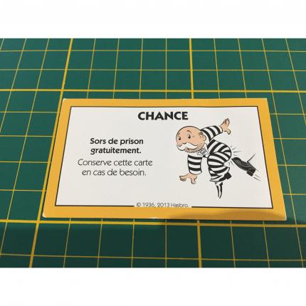 Carte chance Sors de prison pièce détachée jeu de société Monopoly Junior Hasbro Gaming #A65