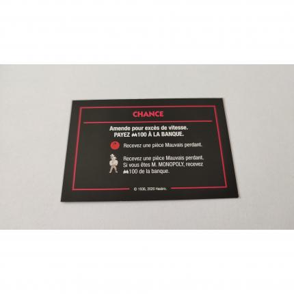 Carte Chance Excès de vitesse jeu de société Monopoly mauvais perdants Hasbro Gaming #B77