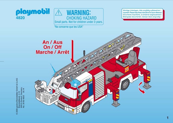 Pièce détachée Playmobil 4820 Camion de pompiers grande échelle