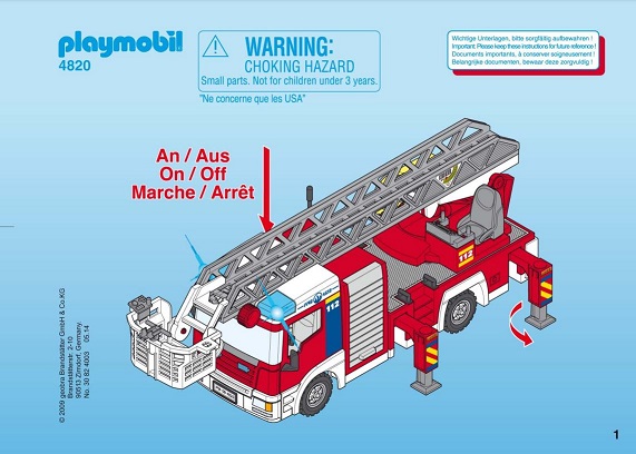 pièce détachée Playmobil 4820 Camion de pompiers grande échelle