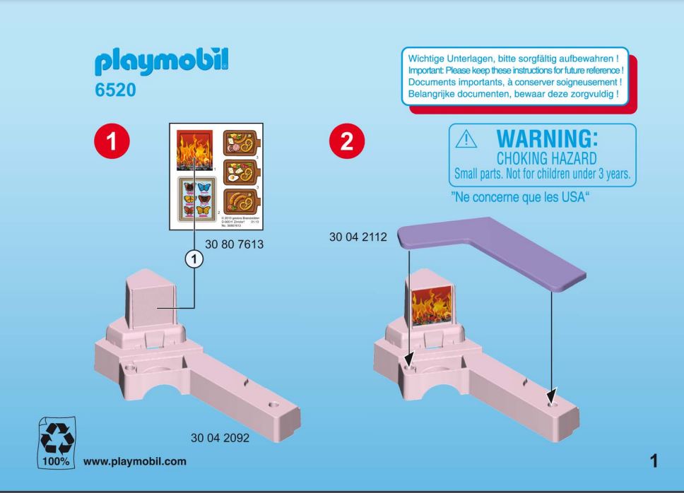 pièce détachée Playmobil set 6520 Playmobil aménagement pour salon royal