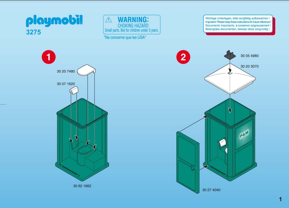 pièce détachée Set Playmobil 3275 toilettes mobiles ouvriers