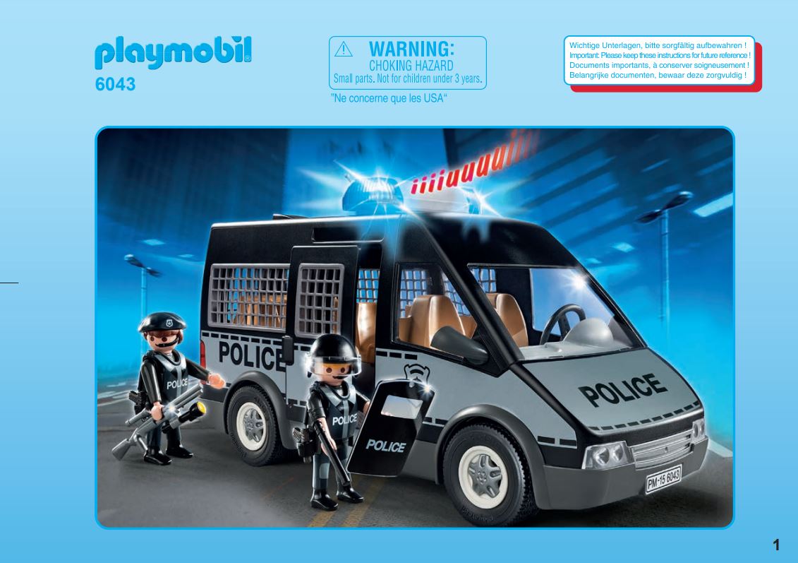 pièce détachée Set Playmobil 6043 Fourgon de police avec sirène et gyrophare