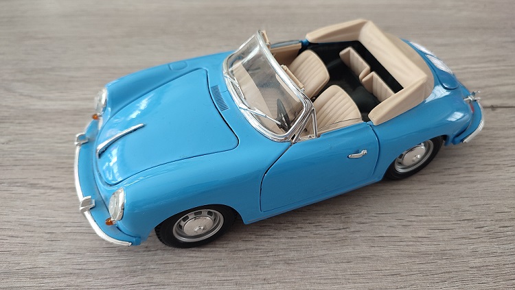 pièce détachée miniature BURAGO PORSCHE 356 B 1961 DECAPOTABLE BLEU 1.18