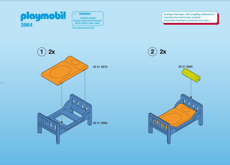 pièce détachée set Playmobil 3964 chambre d`enfants contemporaine