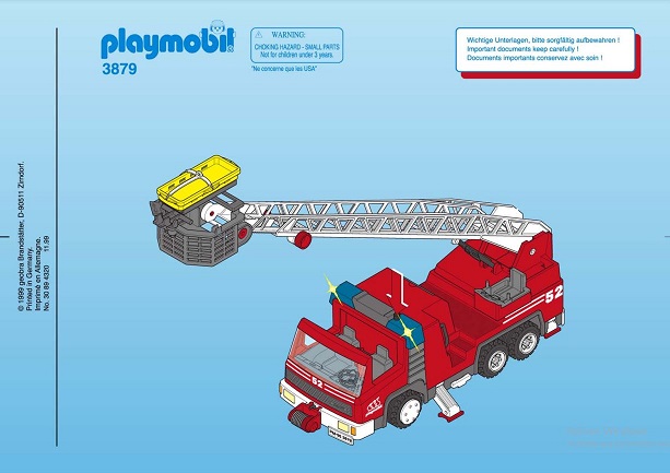 PLAYMOBIL 3879 Pompiers camion grande échelle
