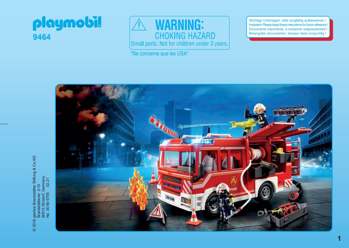 Set Playmobil 9464 Fourgon d`intervention des pompiers