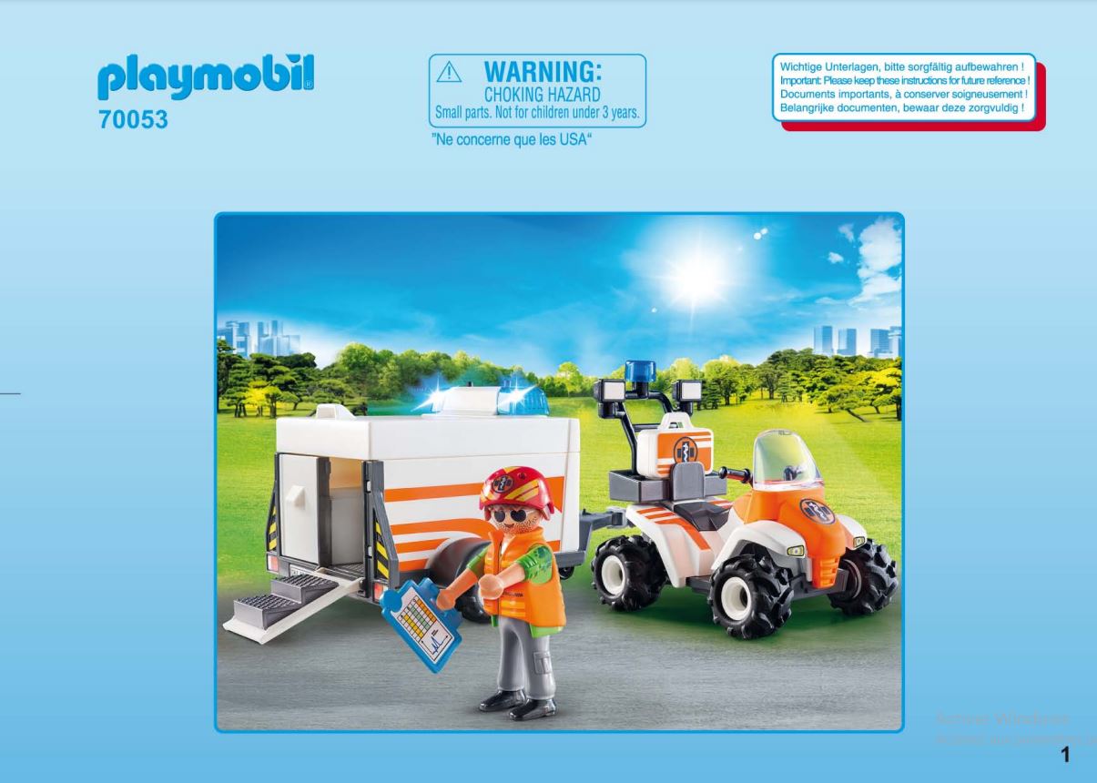 Set Playmobil 70053 Quad et remorque de secours